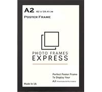 A2 Black Frame Size 42 x 59.4cm A2 Picture Frame with Safe Perspex Front & Wall Mounting - Use as A2 Poster Frames - Black A2 Frame - Large Picture Frames