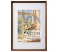 A2 Frame, A2 Poster Frame Walnut Wood Picture Frames Matted for A3(29.7×42 CM) Picture Frames with Premium Tempered Glass, Hang Portrait or Landscape for Wall Gallery Decor