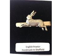 A2 Hare English Pewter emblem on a Tie Clip (slide) Handmade in sheffield comes with PrideInDetails gift box