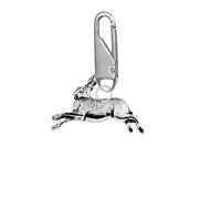A2 Hare fine English Pewter on a Silver snap Detachable Zipper Pulls for Bags Repair, Universal Zip Head Buckle Pendant for Jacket & Down Coat