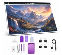 A2 LED Light Pad for Diamond Art, Sketching, Painting - Adjustable Brightness, Sketching, Tracing - USB Powered Complete Art Light Board Kit with Clips