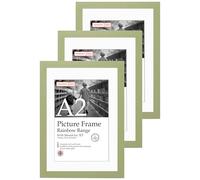 A2 Light Green Picture Frame Set of 3, Perfect for Displaying A3 Pictures with Mount or A2 Pictures Without Mount, Gallery Wall, Posters, Photos, Artwork, or Prints, Light Green