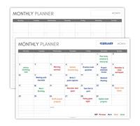 A2 Monthly Wall Calendar - Laminated & Double-Sided | Undated Dry Erase Planner | 60cm x 42cm | Rolled Packaging | Reusable Wipe-Clean Poster for Home, Office, School (Mono)