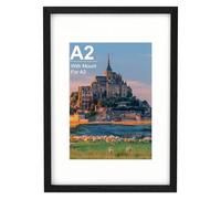 A2 Picture Frame, Black Wooden A2 Photo 42x59.4 cm with A3 Mount, Poster for Certificates and Artwork, Wall Mount Horizontal or Vertical