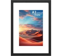 A2 Picture Frame Wooden Picture Frames with A3 Mount,A2 Photo Frame with Acrylic Glass, A2 Poster Frame with Wall Hanging,Certificate Frames Landscape or Portrait Orientation,Black,1P