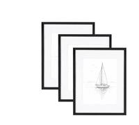 A2 Picture Frames Set of 3, 42x59.4cm Photo Frames with A3 Mat, MDF Wood Frame with Acrylic Cover, Wall Mounting Only, White/Black/Natural Wood (black)