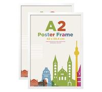 A2 Picture Frames with A3 Mount, Wooden 42 x 59.4 cm Frames Featuring Clear Plexiglass for Wall Mounting, Perfect for Portrait, Home, Office,White,2 Pack