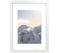 A2 Picture Photo Frame with A3 White Mat Wall Poster Frame Portrait and Horizontal with Wall Hooks Photo Frame for Bedroom, Liviing Room (Silver)