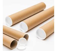 A2 Postal Tubes 460mm x 50mm for Shipping Poster Artworks Paintings Documents Blueprints Heavy Duty Cardboard Tube Mailers + End Caps (100)