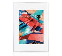 A2 Poster Frame,16.5x23.4 Black Thin Aluminum Picture Frames with Polished Plexiglass,Easy to Hang,Display Picture A2 without Mat or A3 with Mat for Wall Mounting Horizontally and Vertically (Silver)