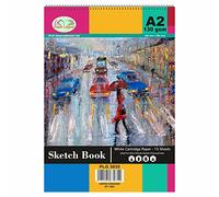 A2 Sketch Pad Artist’s Sketchbook 130gsm Spiral Bound Drawing Paper Pad Hardback 15 Sheets White Cartridge Paper Sketch Book Professional Artist Drawing Pad - Art Books for Adults (Pack of 3)