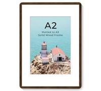 A2 Solid Walnut Wood Picture Frame with HD Tempered Glass & Round Corner | Photo Frame with mat for A3, Hanging Hardware Included, for Wall & Tabletop