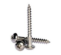 A2 Stainless Steel Pozi Round Head Wood Screws DIN 7996 5 x 35 / No.10 x 1 3/8" - 10 Pack