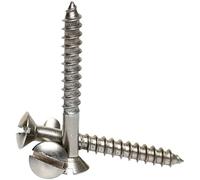 A2 Stainless Steel Slotted Raised Head Countersunk Wood Screws DIN 95 3 x 25 / No.4 x 1" - 10 Pack