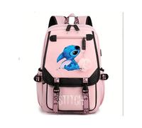 (A2) Stitch Pattern Large Capacity Backpack With Charging Port, Cartoon Theme School Bag