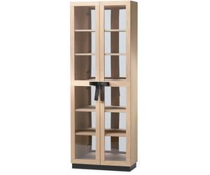 A2 - The Bow Display Cabinet, White Oiled Oak - Black Stained Oak