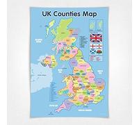A2 UK Counties Map Wall Education Poster