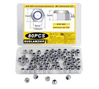 A2 V2A Stainless Steel M4 Nylock Nuts - 80 Pcs Self-locking Hex Nuts, DIN 985 Locknut Assortment