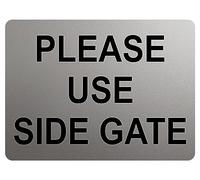 A204 PLEASE USE SIDE GATE Metal Aluminium Plaque Sign Door House Garden (85x54mm Credit Card Size, Silver)