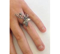 A21 Stag's Head English Pewter Ladies Ring, Adjustable Handmade in Sheffield