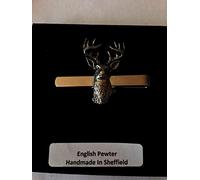 A22 White Tailed Deer English Pewter emblem on a Tie Clip (slide) Handmade in sheffield comes with PrideInDetails gift box