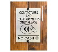 A221 CONTACTLESS AND CARD PAYMENTS ONLY NO CASH ACRYLIC Aluminium Plaque Sign Door Shop (Brushed Silver)