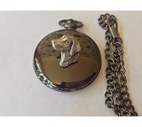 A23 Sm Labrador’s Head polished black case mens GIFT quartz pocket watch fob made in sheffield