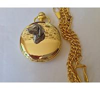A23 Sm Labrador’s Head polished gold case mens GIFT quartz pocket watch fob made in sheffield