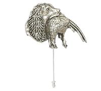 A26 Spaniel & Pheasant fine English pewter Motif on a tie stick pin hat scarf collar coat