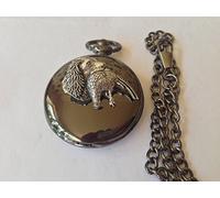 A26 Spaniel & Pheasant polished black case mens GIFT quartz pocket watch fob made in sheffield
