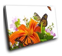 A263 Monarch Butterfly Orange Flower Funky Animal Canvas Wall Art Picture Prints