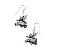 A27 Moose’s Head Made from fine English pewter with Sterling Silver 925 Stamped Hook Earrings