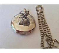 A27 Moose’s Head polished silver case mens GIFT quartz pocket watch fob made in sheffield
