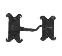 A29 4 7/8 Inch Iron Cabin Door Hook Eye Latch Cabin Door Gate Latches Window Sash Catch Hook Lock Barn Door Locks and Latches Black Powder Coat Finish