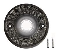 A29 Black Powder Coat Iron Wired Lighted Door Bell Push Button, 3.2" x 3.2" Round Decorative LED Doorbell, Weather Resistant Exterior Design for Easy Recess Mounting, Includes Hardware