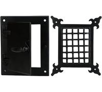 A29 Hardware 5 5/8 x 6 6/8 Inch Iron Speakeasy Door Grill/Grille with Viewing Door, Black Powder Coat Finish, Medium Size
