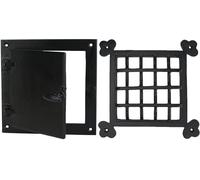 A29 Hardware 8 1/2 x 8 1/2 Inch Iron Speakeasy Door Grill/Grille with Viewing Door, Black Powder Coat Finish, Large Size