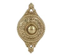 A29 Polished Lacquered Brass Antique Doorbell Button - 3 1/8" x 1 3/4" - Vintage Style Push Button in Brass with Recess Mount - Wired for Two-Wire Chimes, Weather Resistant, Easy DIY Installation