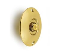 A29 Polished Lacquered Brass Doorbell Button - 3" Diameter - Vintage Antique Style Push Button Doorbell with Recess Mount - Wired for Two-Wire Chimes, Weather Resistant Finish, Easy DIY Installation