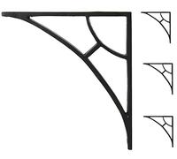 A29 Set of 4, Classic 6 1/2 inch Iron Shelf Brackets with Black Powder Coat Finish Heavy Duty Adjustable Support Brackets Easy Installation Hardware