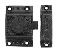 A29 Solid Brass Cabinet Latch Handmade Oil Rubbed Bronze Finish Latch with Flower Knob for Cabinet Closet Kitchen Door Sold as Each