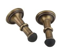 A29 Solid Brass Door Stop, Antique Brass Finish, Set of 2