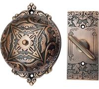 A29 Victorian Twist Doorbell, Antique Copper Finish Mechanical Chime, Solid Brass - Vintage Doorbell for Homes with Manual Hand Turn Chime, Decorative Classic Design, No Wiring, Easy DIY Install