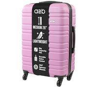 A2B 26" Medium Lightweight Hard Shell Suitcase - Pink Coloured Luggage with 4 Spinner Wheels, Durable ABS Travel Cases for Holiday, Stress Tested Zippers (Fondant Pink, Medium)