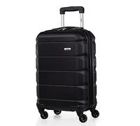 A2B Lightweight 55cm Hard Shell - 38L Black Coloured Travel Carry On Hand Cabin Luggage Suitcase 4 Wheels, Approved for British Airways, Jet2, EasyJet 5 Year Cover AB001 (Black, Small)
