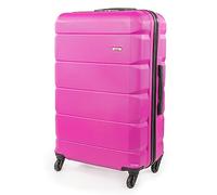 A2B Lightweight 55cm Hard Shell - 38L Pink Coloured Travel Carry On Hand Cabin Luggage Suitcase 4 Wheels, Approved for British Airways, Jet2, EasyJet 5 Year Warranty AB001 (Bright Pink, Small)
