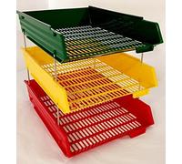A2B Stationery - Traffic Light A4 Filing Letter Trays (3 Trays Red, Yellow & Green) (with Riser Rods)