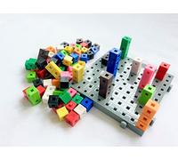 a2bsales 100 x 1cm Interlocking Cubes & Baseboard (10cm x 10cm) - Counting Linking Snap Building Maths Home Early Learning - Extra Boards Available.