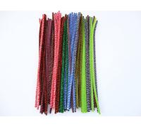 a2bsales 100 x Chenille Tiger Tails Stripe Craft Pipe Cleaners Stems - 12" / 30cm Striped
