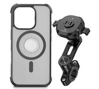 A2C Bike Phone Holder【One-Lock】【1S Release】 Anti-Fall Rotatable Mountain Bike Phone Mount, One-Lock Metal Bicycle Phone Mount for Handlebar Stem for Motorcycle E-Scooter (With-iPhone 16 Pro Case)